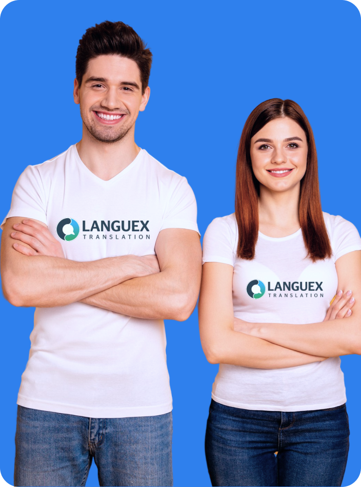 Photos of Languex translators with the Languex Logo on their Shirts